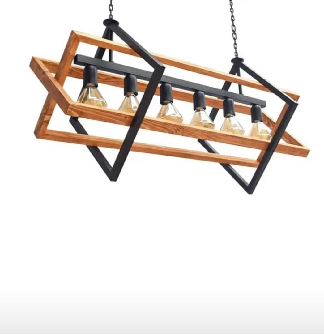 لوستر مدرن چوب و فلز M13plus