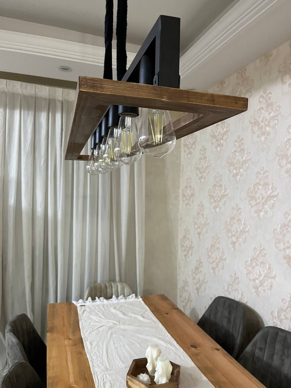 لوستر مدرن چوب و فلز M25