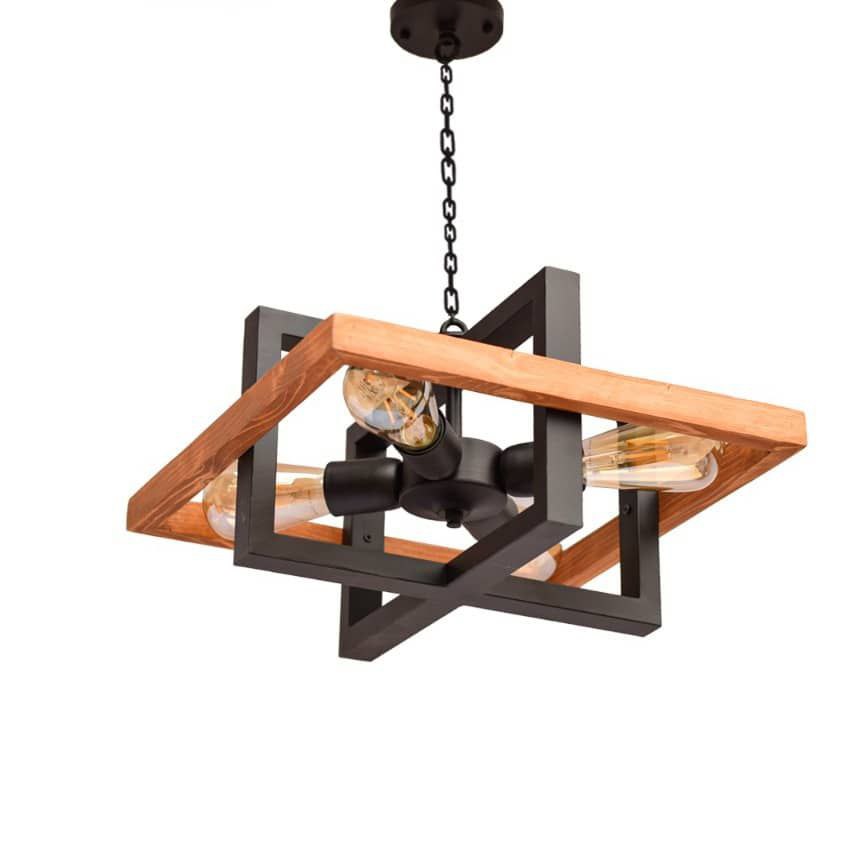 لوستر مدرن چوب و فلز R51