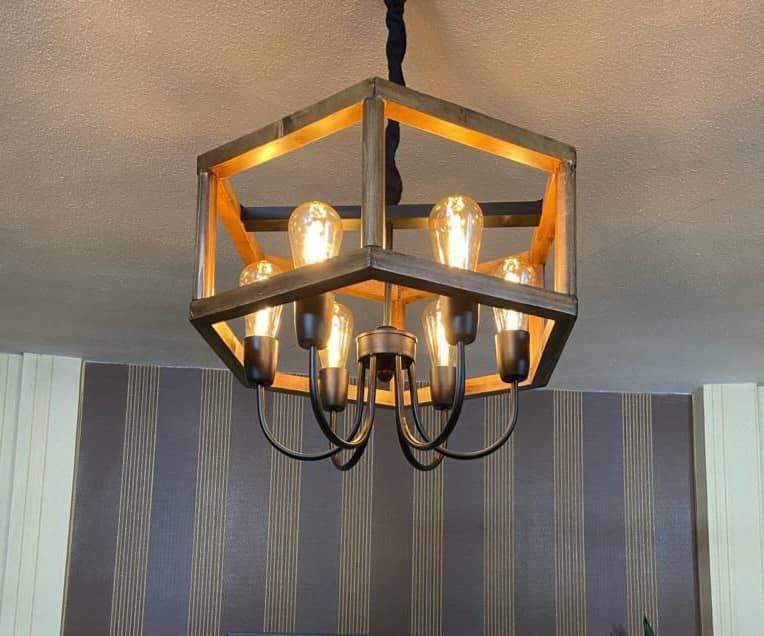 لوستر مدرن چوب و فلز R64