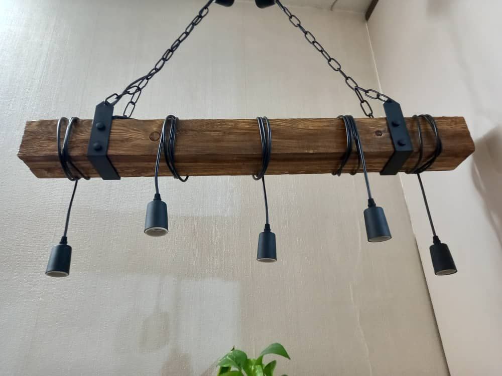 لوستر مدرن چوب و فلز M31