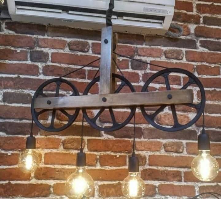 لوستر مدرن چوب و فلز M32