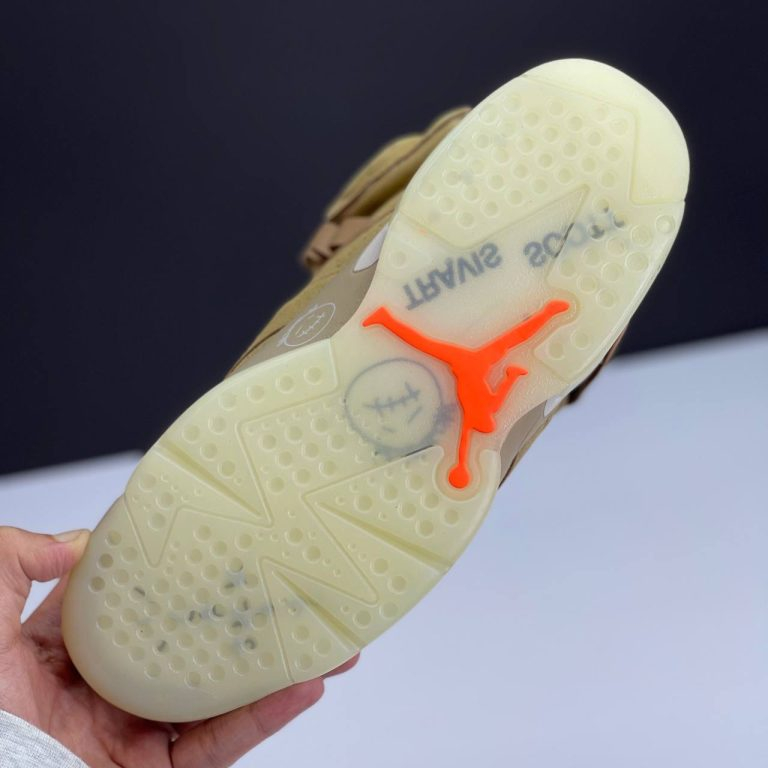 کفش کتونی مردانه ایر جردن ۶ تراویس اسکات بریتیش خاکی Nike Air Jordan 6 Travis Scott British Khaki - Image 3