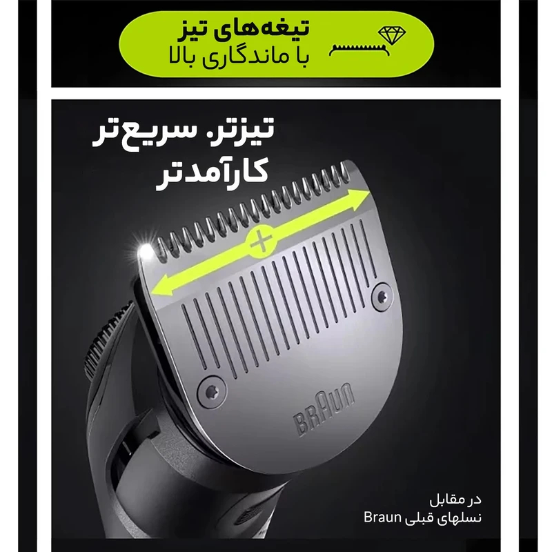 ماشین اصلاح موی سر و صورت شارژی براون مدل Braun BT7220 - Image 5