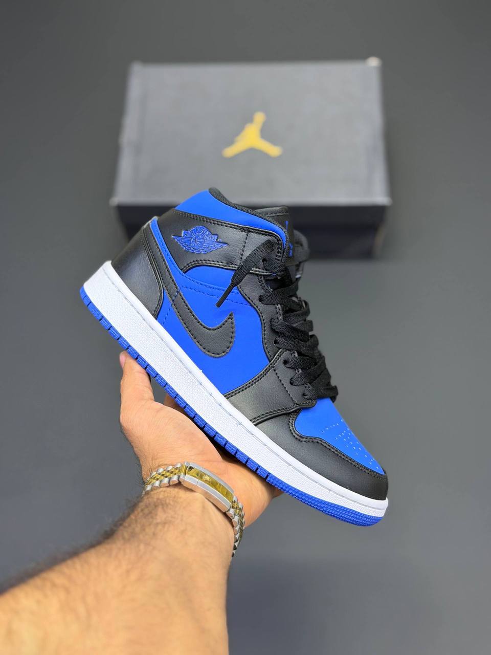 کفش کتونی زنانه و مردانه نایک ایر جردن 1 Jordan 1 Mid Black Royal Blue