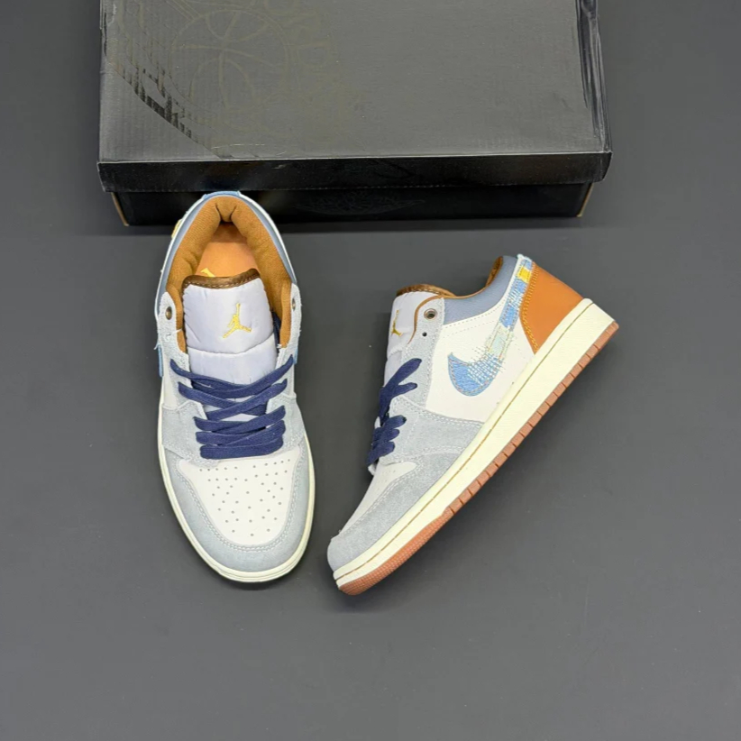 کفش کتونی زنانه و مردانه نایک جردن Nike Air Jordan 1 Low SE Repaired Denim Swoosh - Image 3