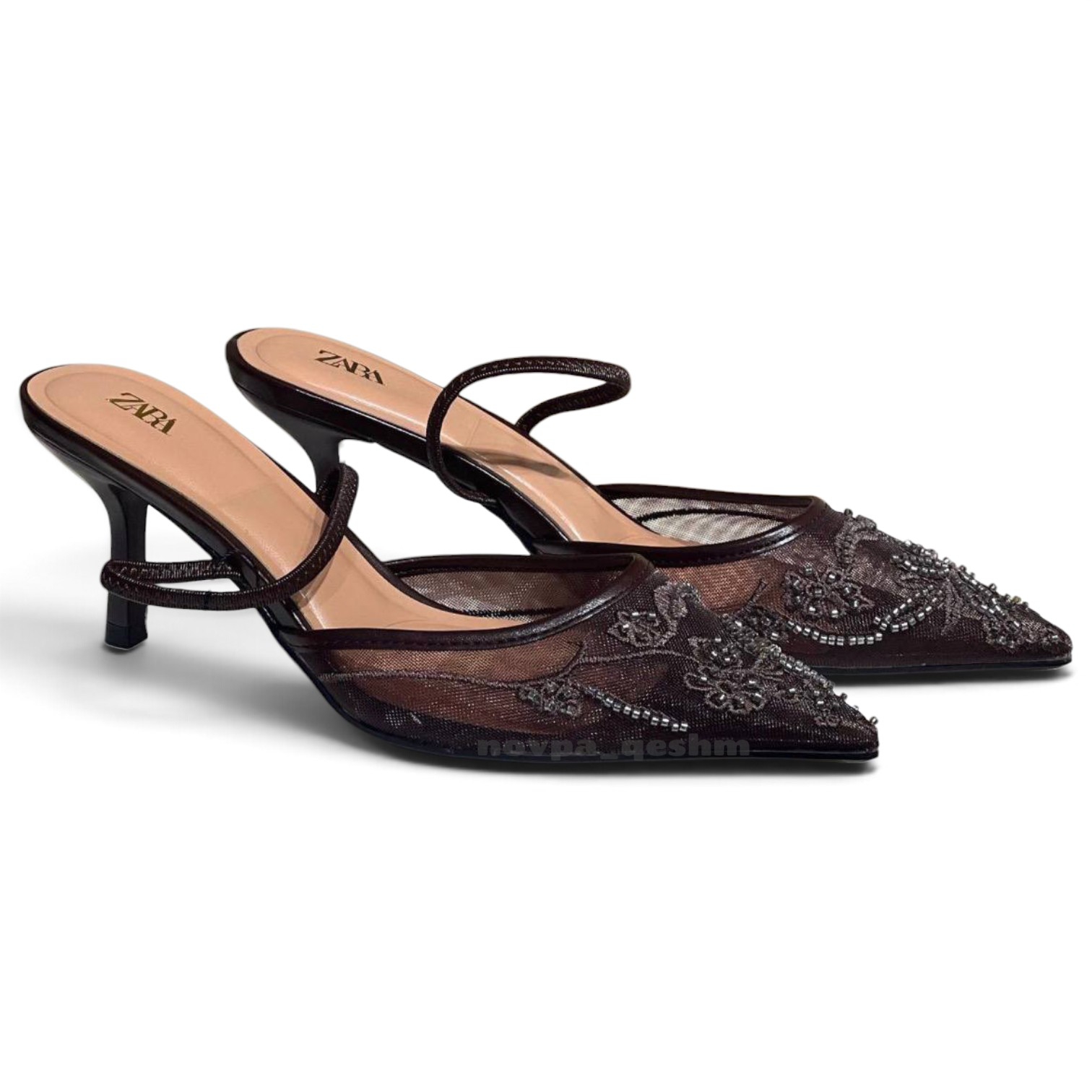 صندل مجلسی نگیندار زنانه زارا ZARA Mesh Rhinestone Heels Sandals - Image 2
